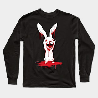 Beware White Rabbit Comic Horror Art I Long Sleeve T-Shirt